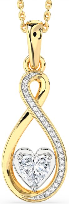 Diamond White Yellow Gold Infinity Heart Necklace