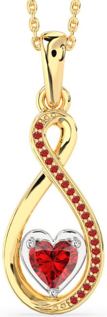 Ruby Gold Silver Infinity Heart Necklace
