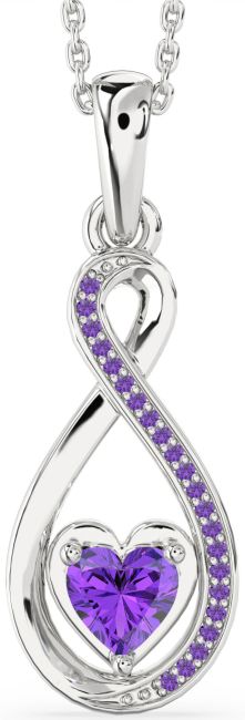 Amethyst Silver Infinity Heart Necklace