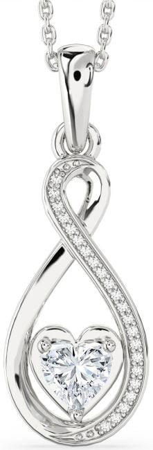 Diamond Silver Infinity Heart Necklace