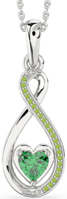 Emerald & Peridot Silver Infinity Heart Necklace