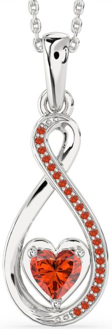 Fire Opal Silver Infinity Heart Necklace