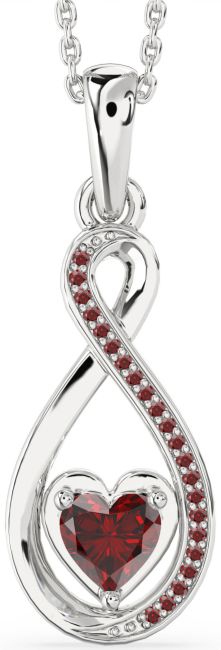 Garnet Silver Infinity Heart Necklace