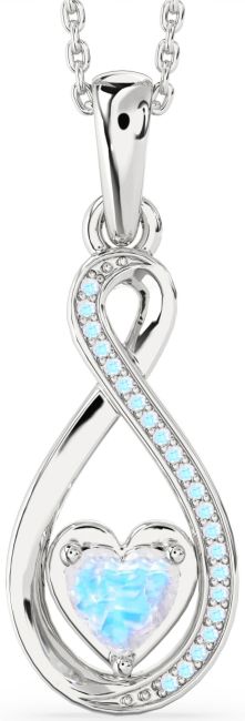 Moonstone Silver Infinity Heart Necklace