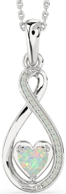 Opal Silver Infinity Heart Necklace