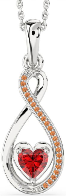 Ruby & Citrine Silver Infinity Heart Necklace