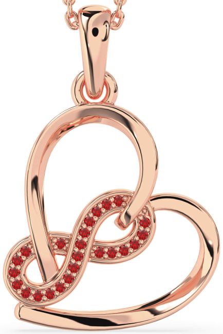 Ruby Rose Gold Heart Infinity Necklace