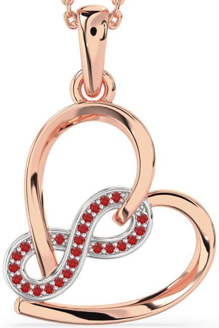 Ruby Rose Gold Silver Heart Infinity Necklace