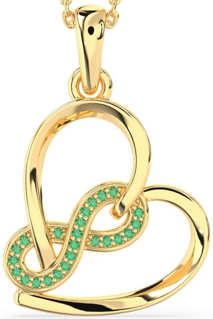 Emerald Gold Heart Infinity Necklace