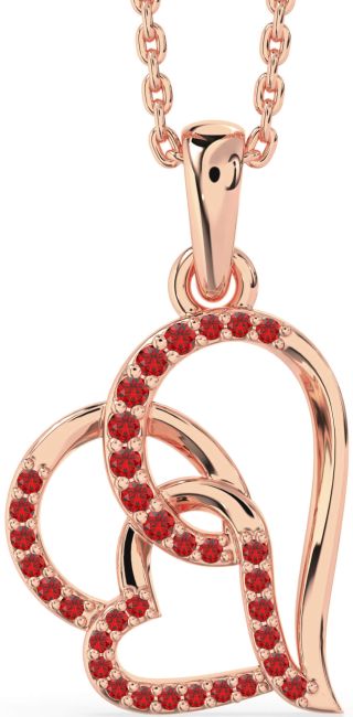 Ruby Rose Gold Heart Necklace