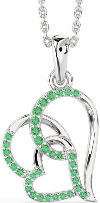 Emerald Silver Heart Necklace