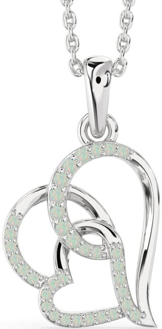 Opal Silver Heart Necklace