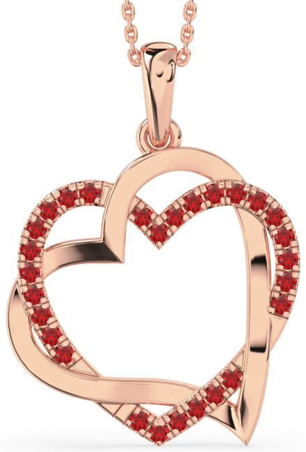 Large Ruby Rose Gold Heart Necklace