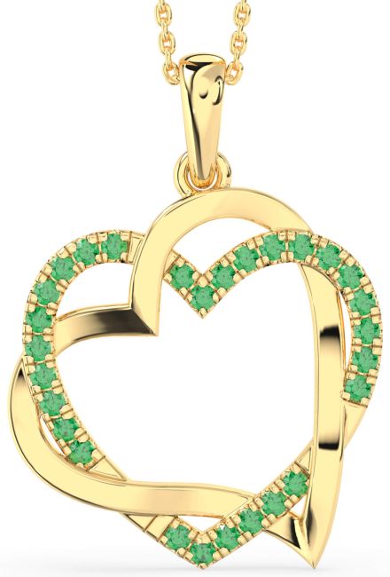 Large Emerald Gold Heart Necklace
