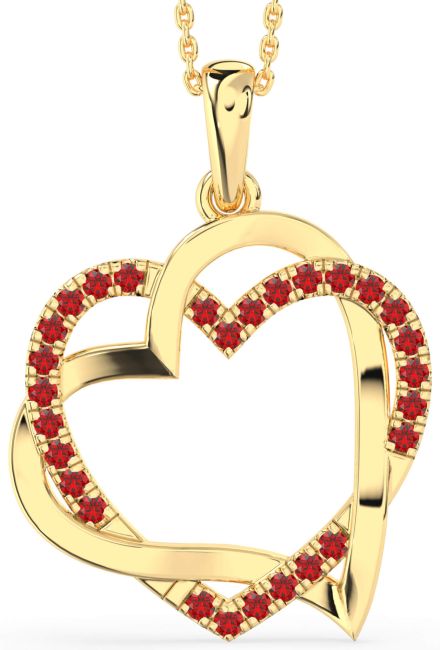 Large Ruby Gold Heart Necklace