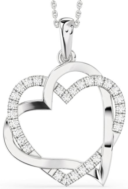 Large Diamond Silver Heart Necklace