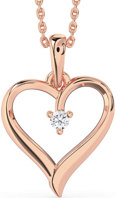 Diamond Rose Gold Silver Heart Necklace