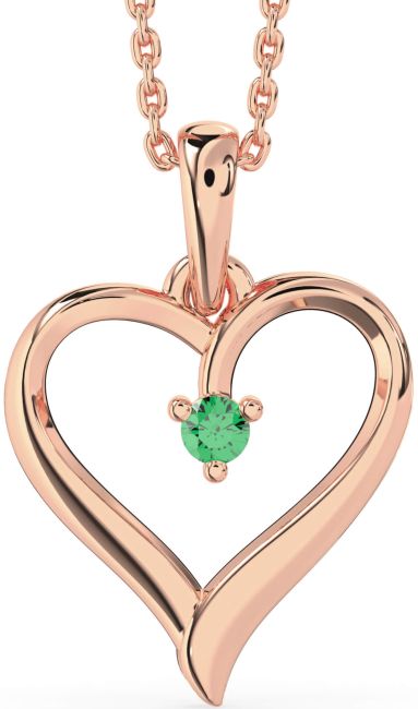 Emerald Rose Gold Heart Necklace