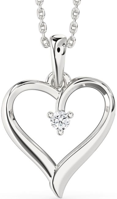 Diamond Silver Heart Necklace