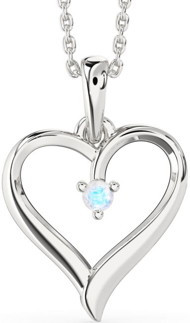 Moonstone Silver Heart Necklace