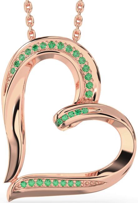 Emerald Rose Gold Heart Necklace