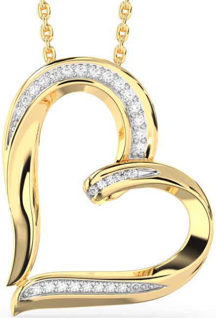 Diamond Gold Silver Heart Necklace