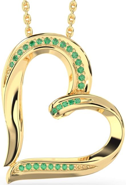 Emerald Gold Heart Necklace