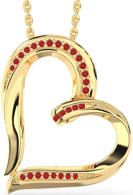 Ruby Gold Silver Heart Necklace