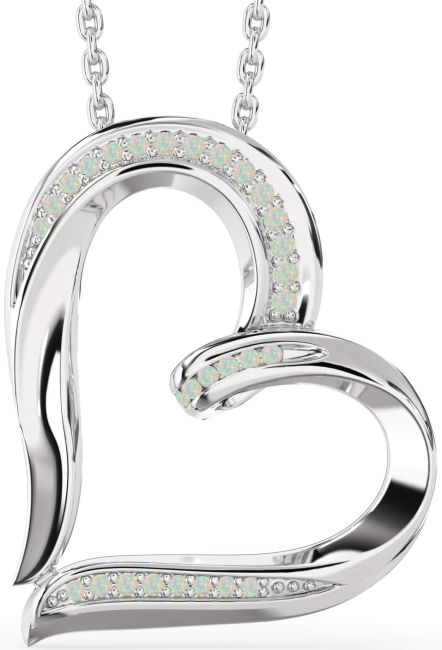 Opal Silver Heart Necklace