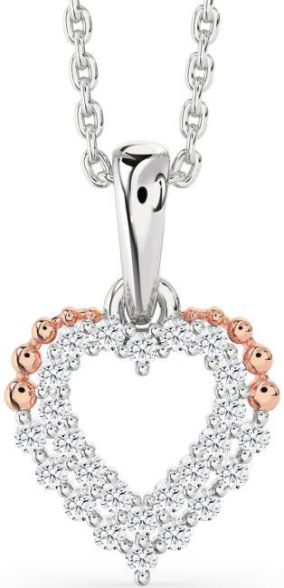 Diamond White Rose Gold Heart Necklace