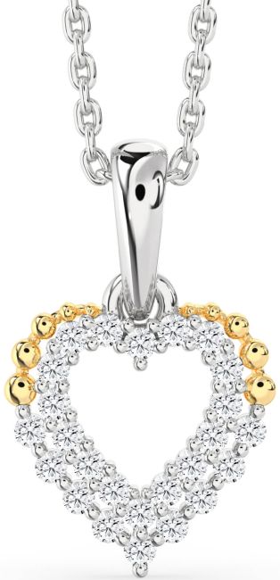 Diamond Gold Silver Heart Necklace