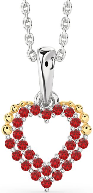 Ruby Gold Silver Heart Necklace