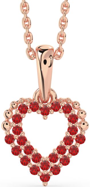 Ruby Rose Gold Silver Heart Necklace
