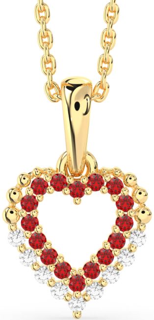 Diamond & Ruby Gold Heart Necklace