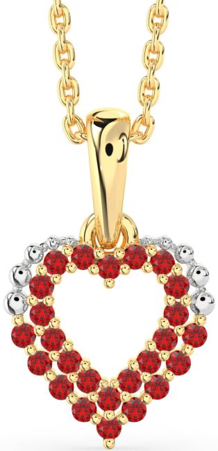 Ruby Gold Silver Heart Necklace
