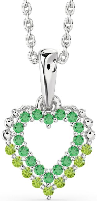 Emerald & Peridot Silver Heart Necklace