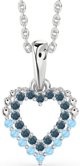 London Blue Topaz & Aquamarine Platinum Heart Necklace