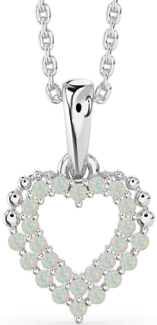 Opal Silver Heart Necklace