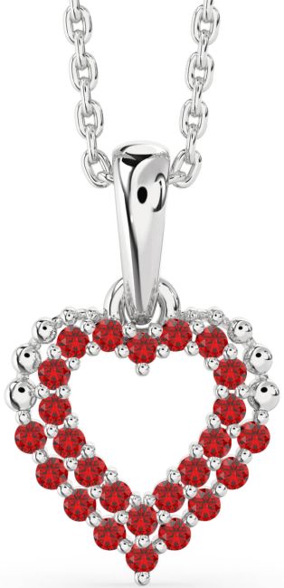 Ruby Silver Heart Necklace