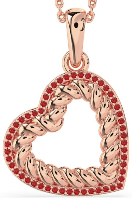Ruby Rose Gold Heart Knot Necklace