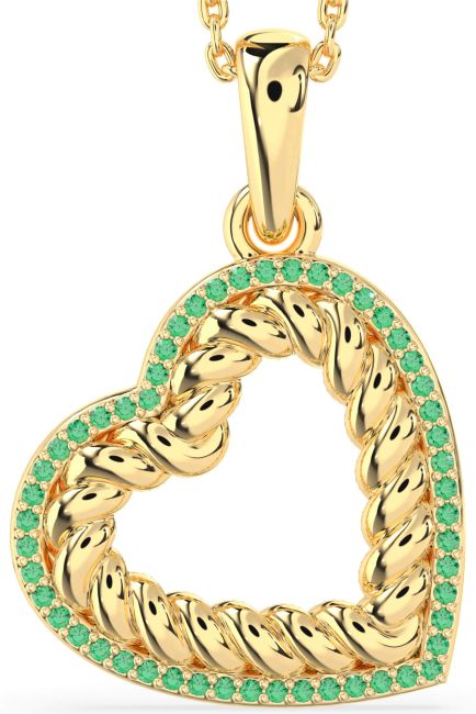 Emerald Gold Heart Knot Necklace