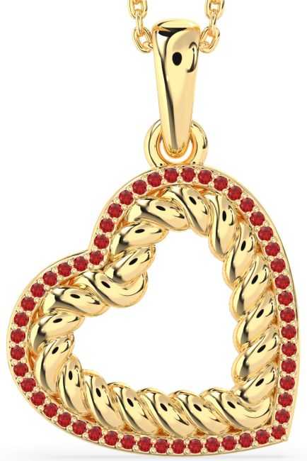 Ruby Gold Heart Knot Necklace
