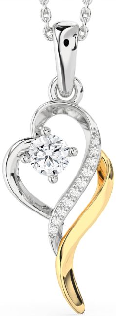 Diamond Platinum & Yellow Gold Heart Necklace