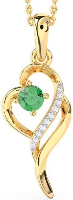 Diamond Emerald Gold Heart Necklace