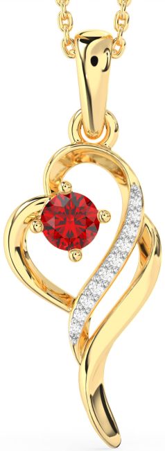 Diamond Ruby Gold Heart Necklace