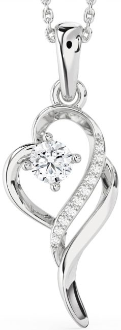 Diamond Silver Heart Necklace