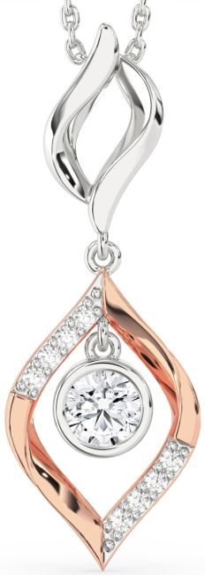 Large Diamond White Rose Gold Necklace