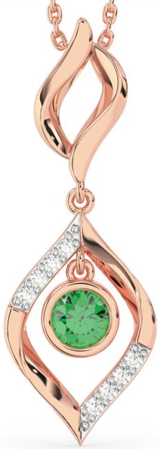 Large Diamond Emerald Rose Gold Necklace