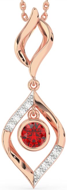 Large Diamond Ruby Rose Gold Necklace
