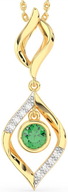Large Diamond Emerald Gold Necklace